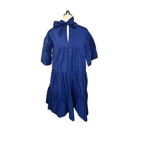Merlette Estelle Blue High Neck Tiered Shift Dress| Size S - Picture 6 of 9